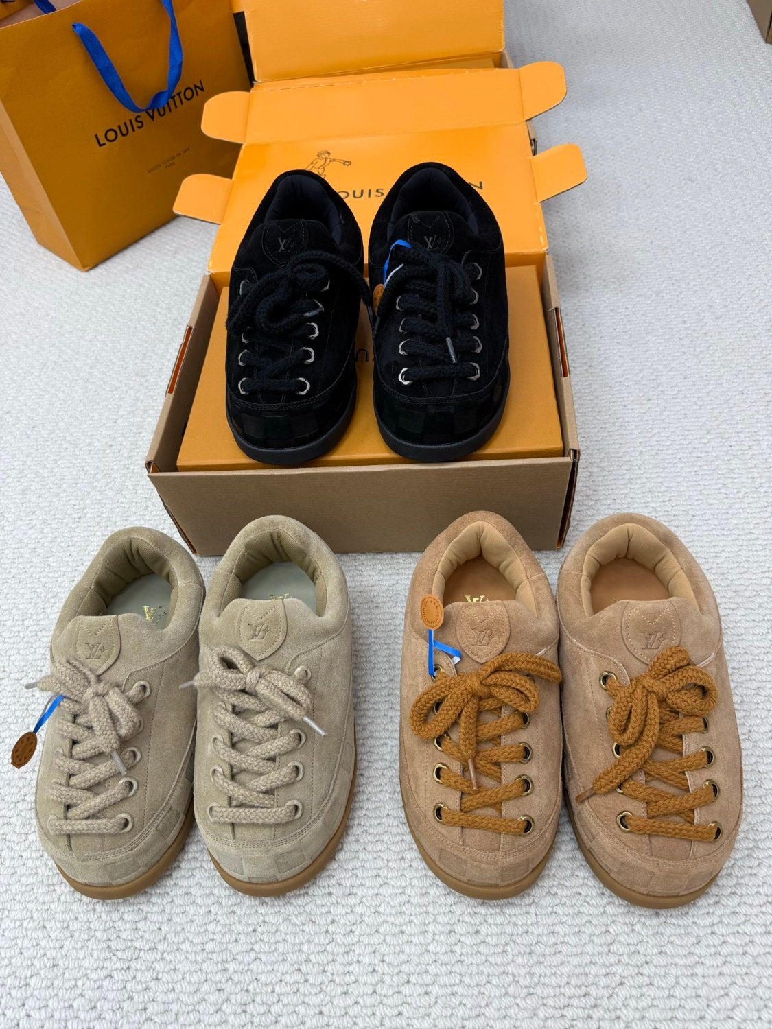Louis Vuitton Lv Yeti Lace-up Shoes For Men And Women Autumn/winter Printed Patchwork Round-toe Chunky Suede Warm Boots Couples' Shoes #81455