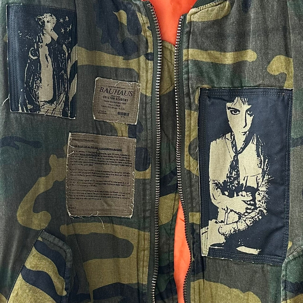 Raf Simons Men's Fall And Winter Bomber Camouflage Patch Ma1 Aviator Jacket Zipper Long Sleeve Cotton Jacket #74728