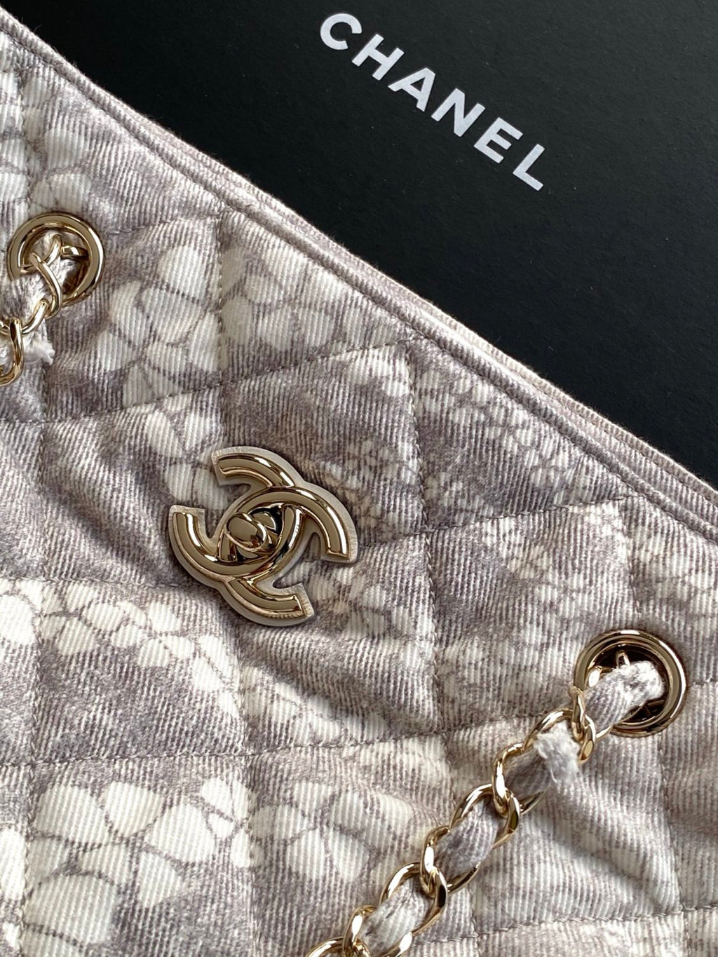 Chanel Women's Solid Color Chain Cherry Blossom Print Cotton Shoulder Bag Bags #77446