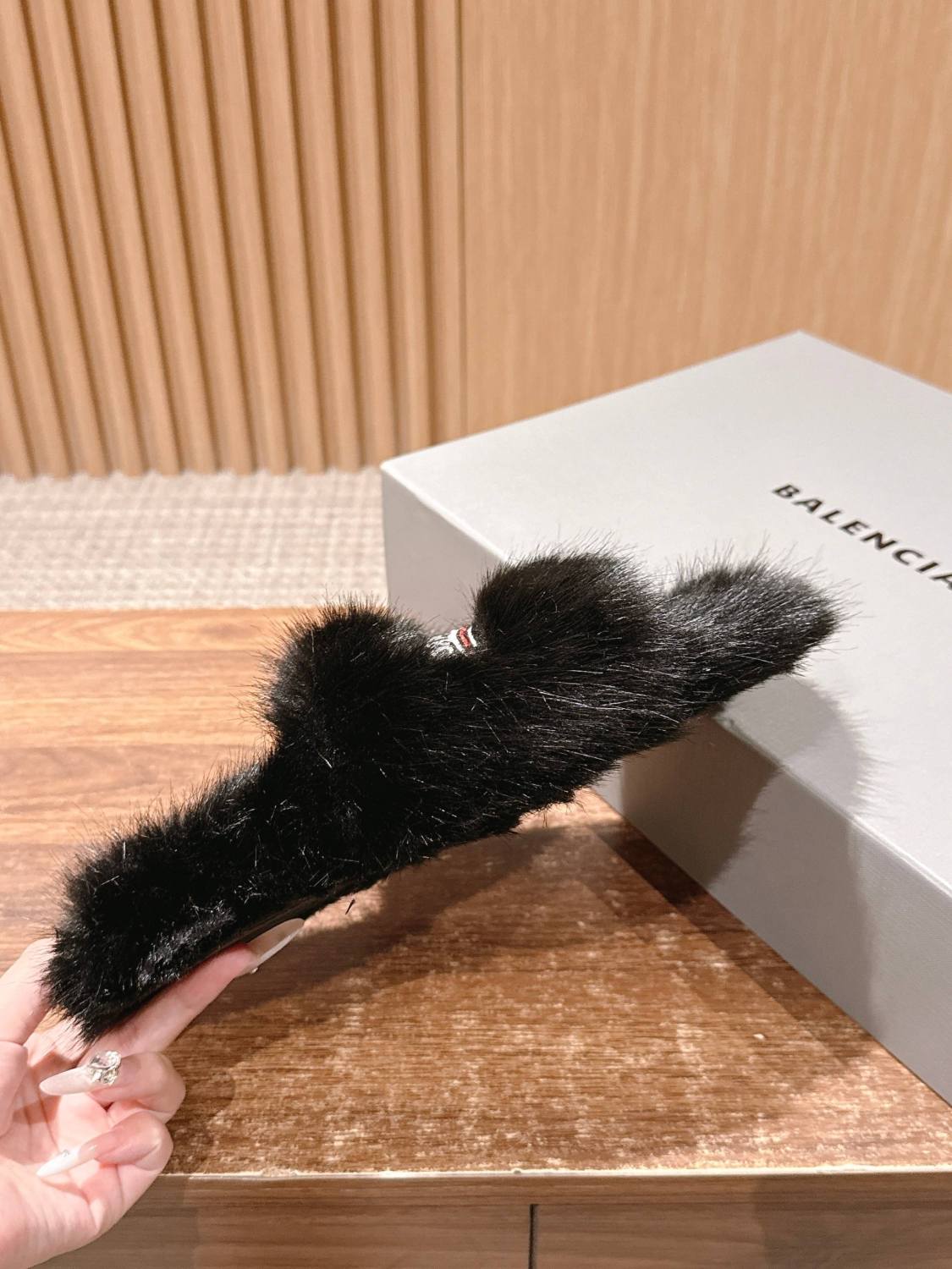 Balenciaga Women's Fall/Winter Casual Round Toe Open Back Wool Embroidered Logo Slippers Shoes #78917