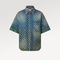 Louis Vuitton Rainbow Monogram Embroidered Short Sleeve Denim Shirt Straight Shorts Fashion Casual Suit Set #71411