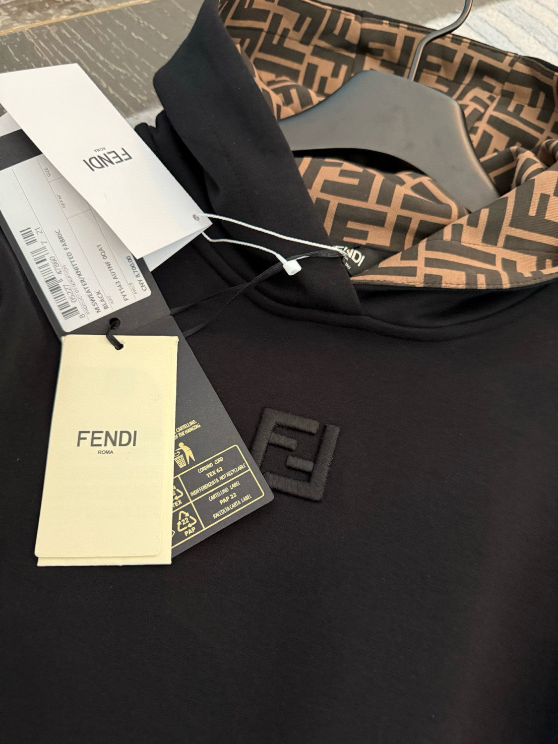 Fendi Men's And Women's Fashion Casual Solid Color Cotton Hooded Embroidered Long Sleeve Sweatshirt #78873