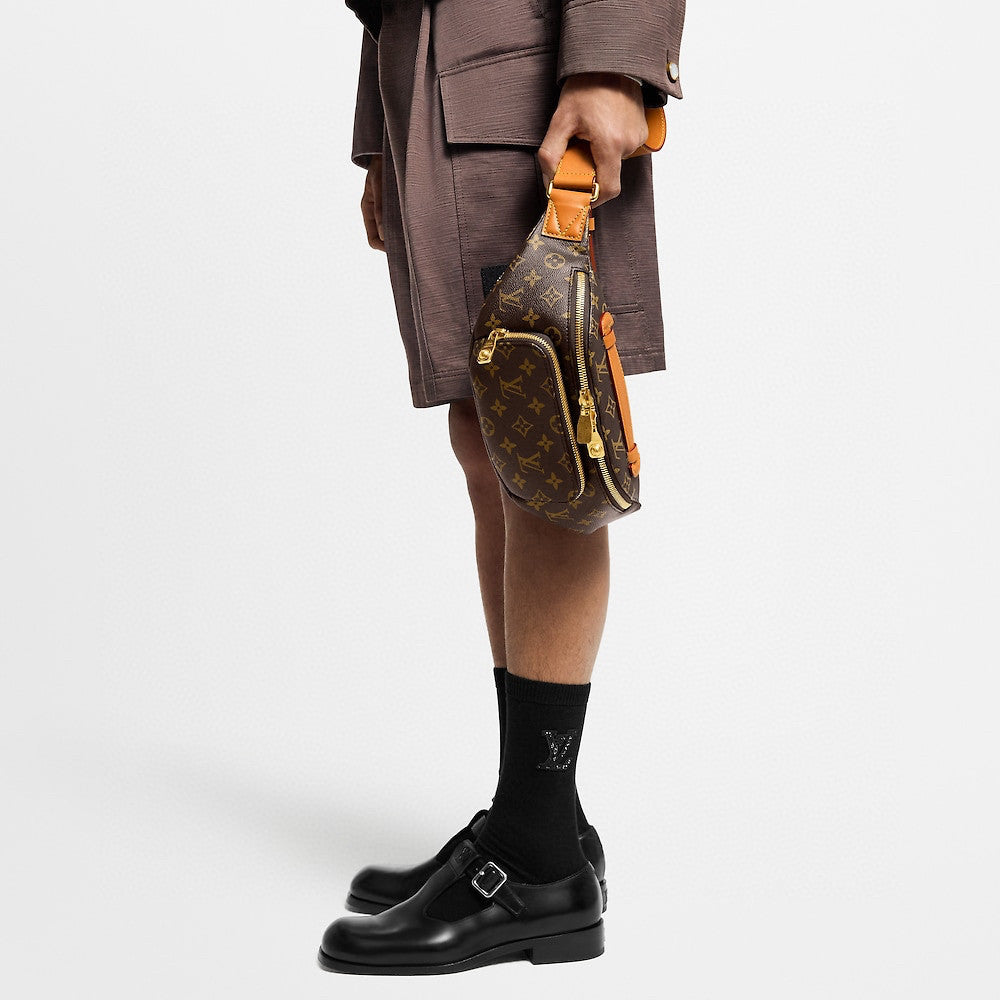 Louis Vuitton Rush Men's Solid Colour Adjustable Simple Coated Canvas with Leather Shoulder Crossbody Waist Bag Bags #76732