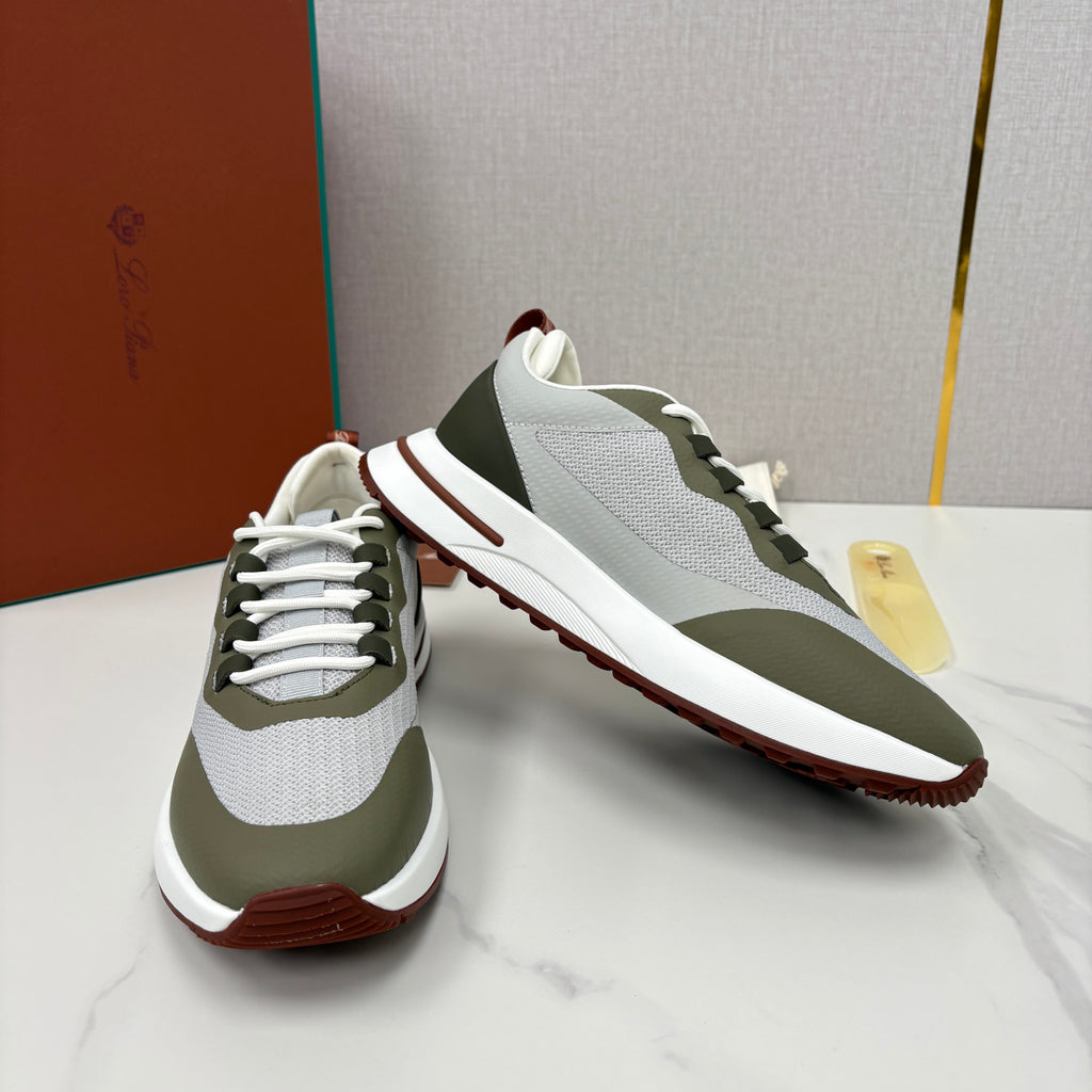 Loro Piana Week End Walk Mesh Cowhide Suede Casual Sneakers #381648