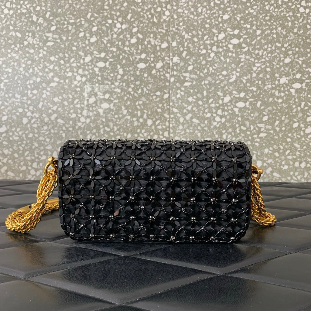 Valentino Imitation Crystal Decoration V Logo Signature Handbag #333601