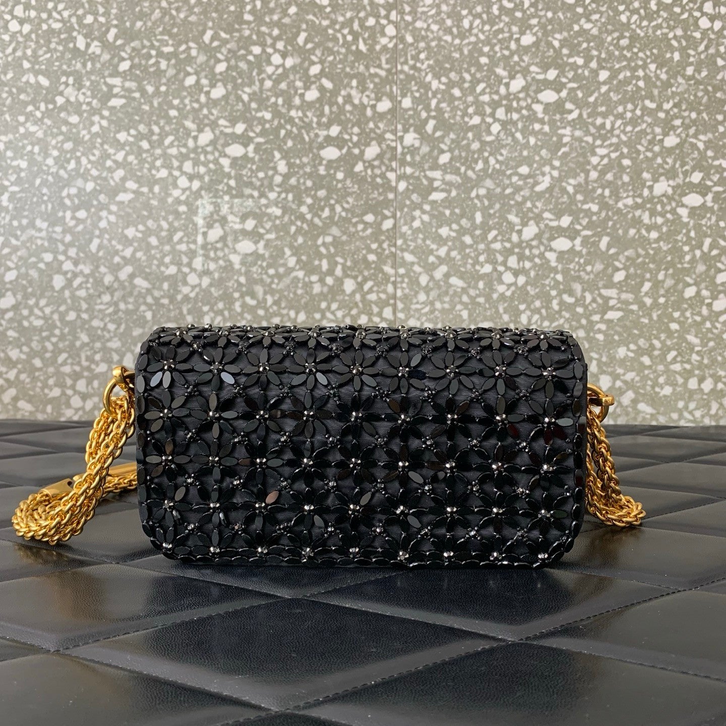 Valentino Imitation Crystal Decoration V Logo Signature Handbag #333601