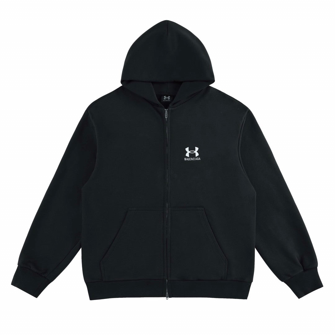 Balenciaga X Under Armour Men's and Women's Alphabet Printed Hooded Zipper Long Sleeve Sweatshirt Jacket Knit Sweatpants Pants Set Suit #72338