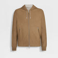 Ermenegildo Zegna Men's Spring And Autumn Reversible Leather Coat Zip Hooded Jacket Pure Colour Temperament Comfortable Leather Jacket Ngvp #1592