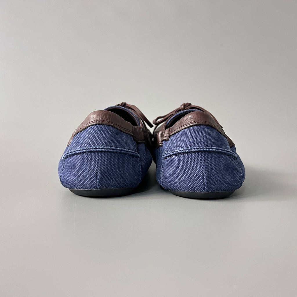 PRADA Shuffle Aged Canvas And Leather Boat Shoes #381722