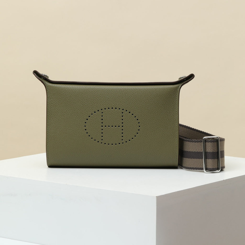 Hermès Videpoches Men's and Women's Fashion Classic Solid Color Leather Adjustable Canvas Strap Shoulder Bag Crossbody Bag Messenger Bag Bags H084283CKAC #78918