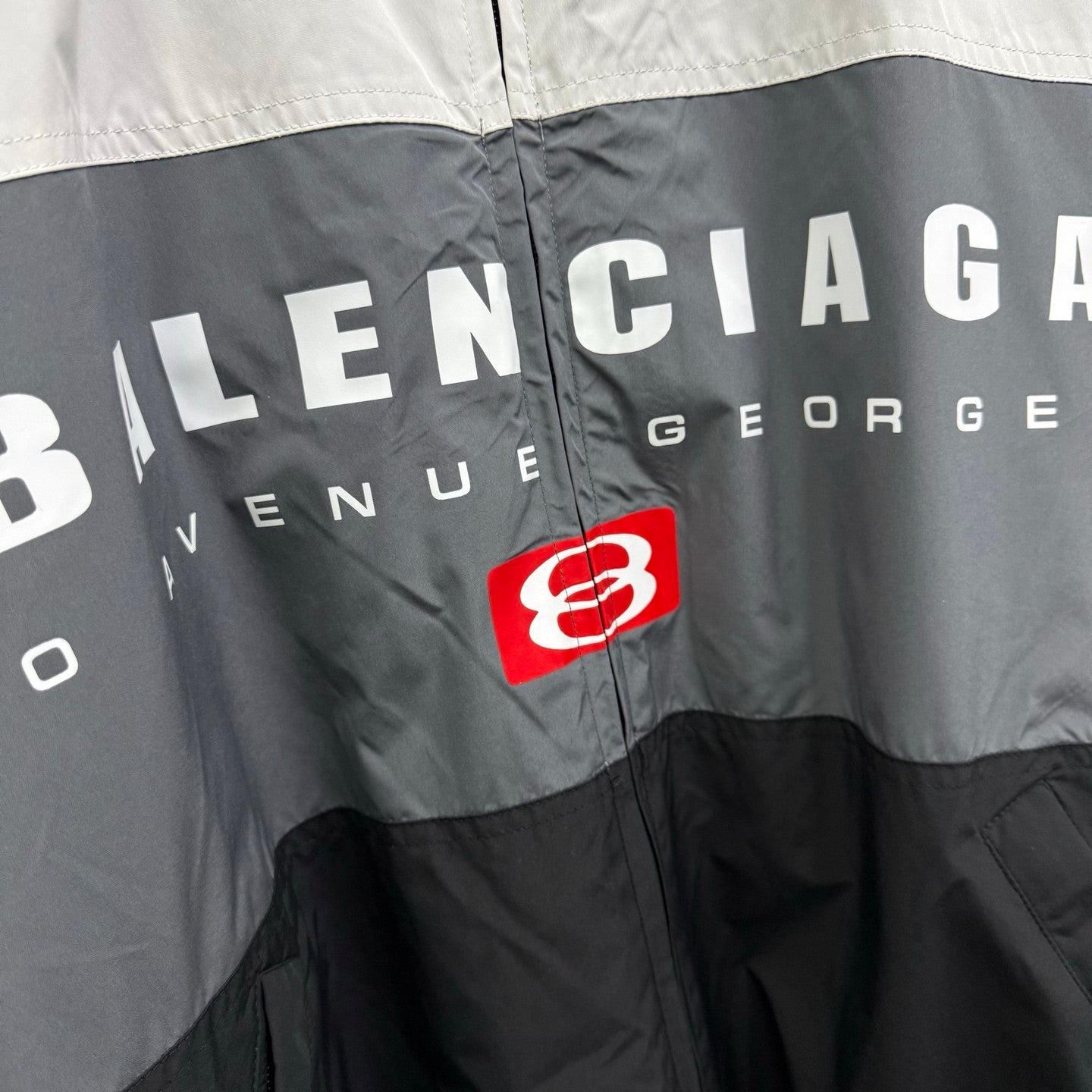Balenciaga Men's Spring And Autumn Colorblocking High Collar Trench Coat Zipper Long Sleeve Loose Jacket #81298