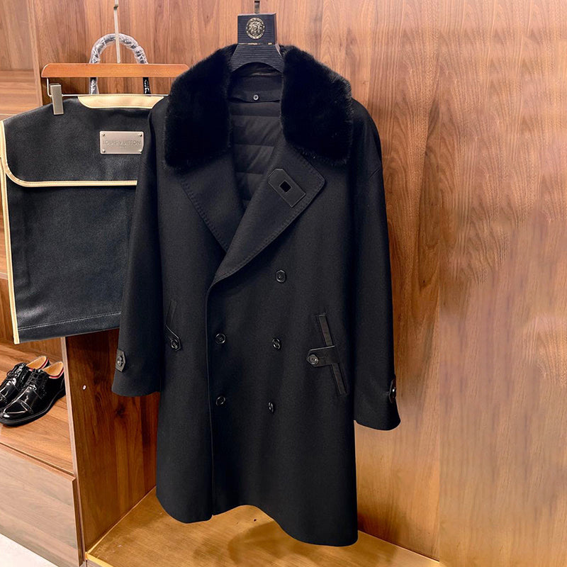 Louis Vuitton Men's Fall And Winter Mink Fur Collar Casual Down Jacket With Multiple Pockets Long Coat Ngvp #9873