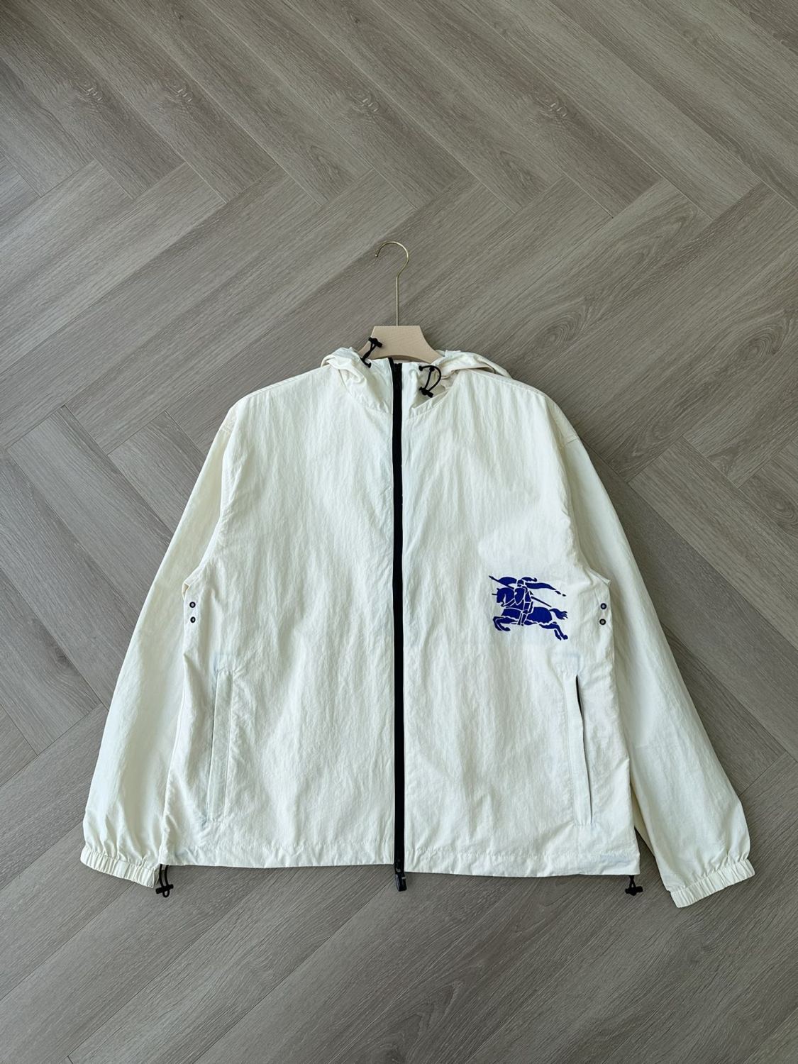 Burberry Men's Spring and Autumn Solid Color Logo Printed Hooded Zipper Long Sleeve Jacket #72149