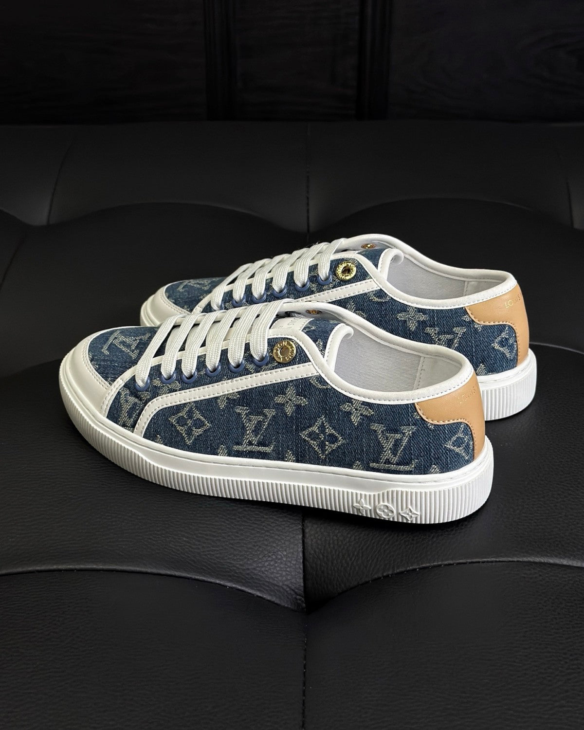 Louis Vuitton LV Lagoon Men's And Women's Solid Color Letter Print Lace-up Low-top Denim Sneakers Shoes #76513