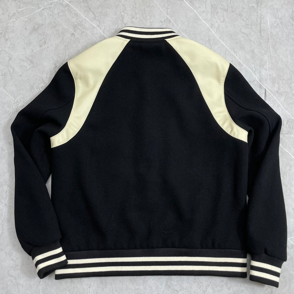 Celine Men's Spring & Autumn Colorblocking Single Breasted Textured Wool Baseball Coat Long Sleeve Jacket Ngvp #1251