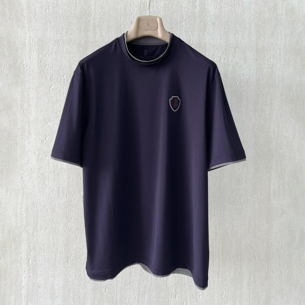 Brunello Cucinelli Men's Summer Solid Color Round Neck Cotton Short Sleeve T-Shirt #76355