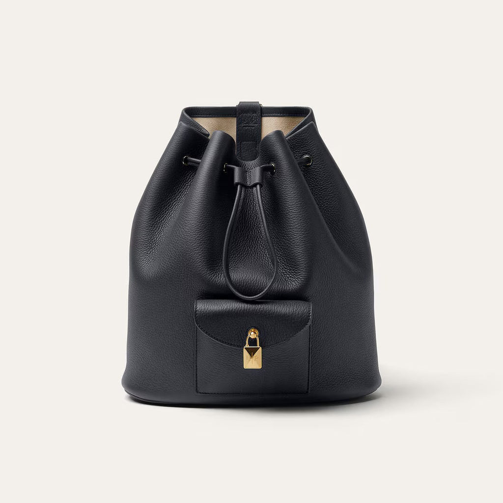 Loro Piana Extra Women's Fashion Classic Solid Color Drawstring Leather Bucket Tote Bag Bags FAP1404 #78861