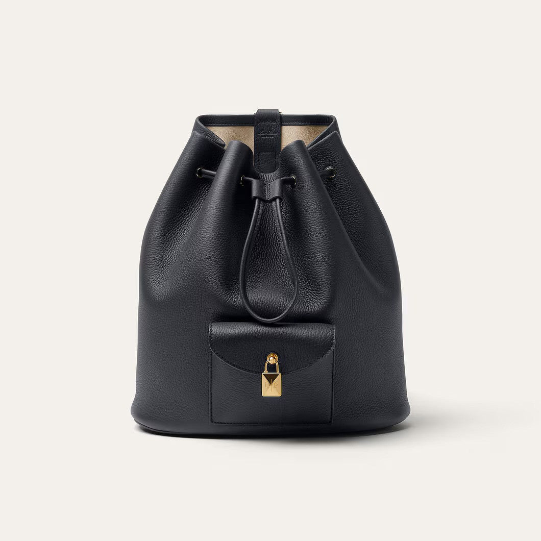 Loro Piana Extra Women's Fashion Classic Solid Color Drawstring Leather Bucket Tote Bag Bags FAP1404 #78861