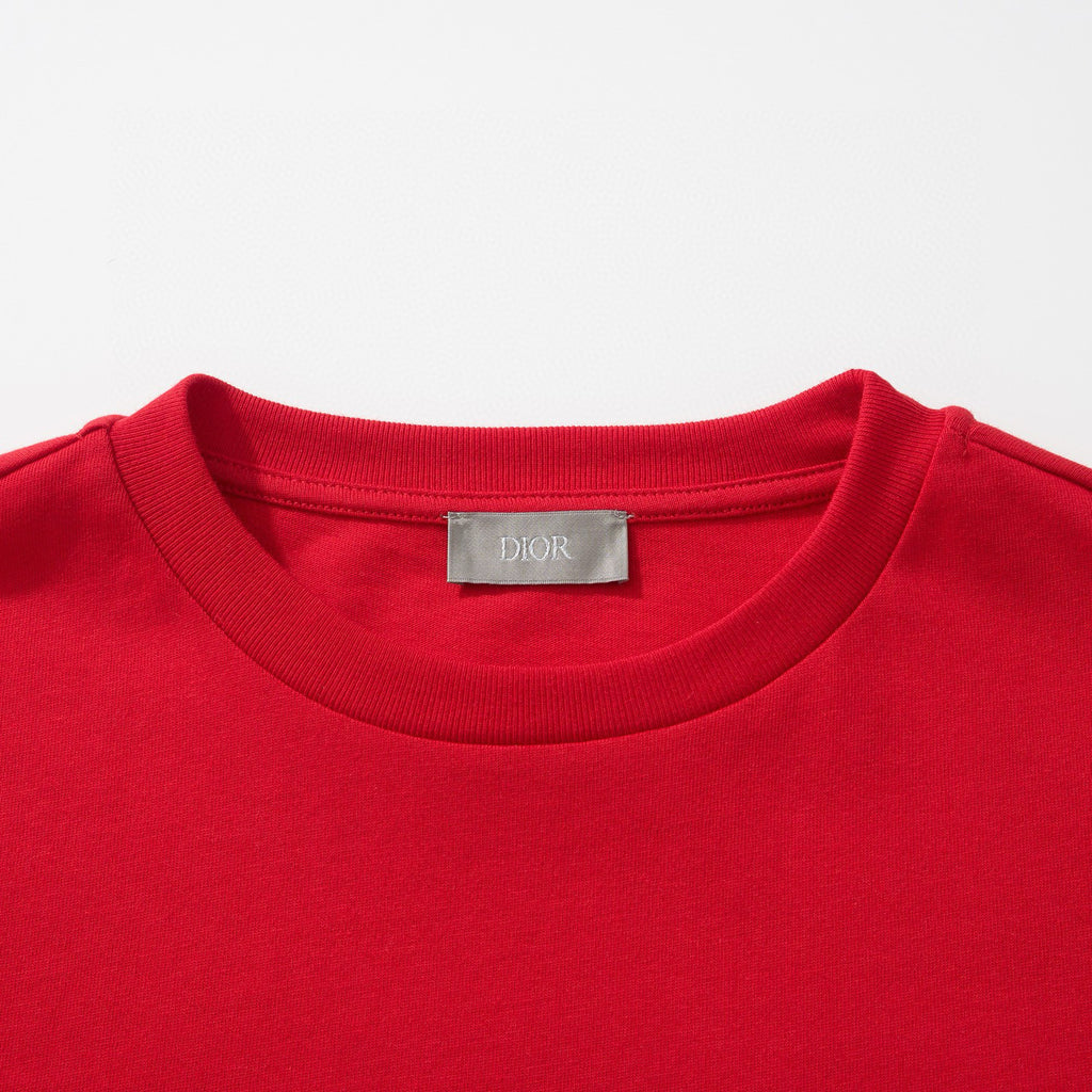 Dior Men's Summer Chest Embroidery Logo Cotton Round Neck Short Sleeve T-Shirt #97849
