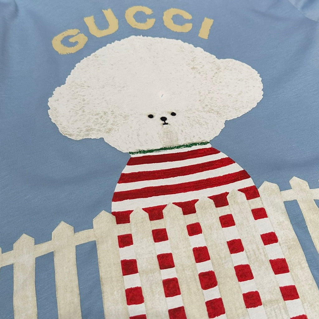 Gucci Kid's Summer Solid Color Animal Print Cotton Short Sleeve Round Neck T-Shirt #31344