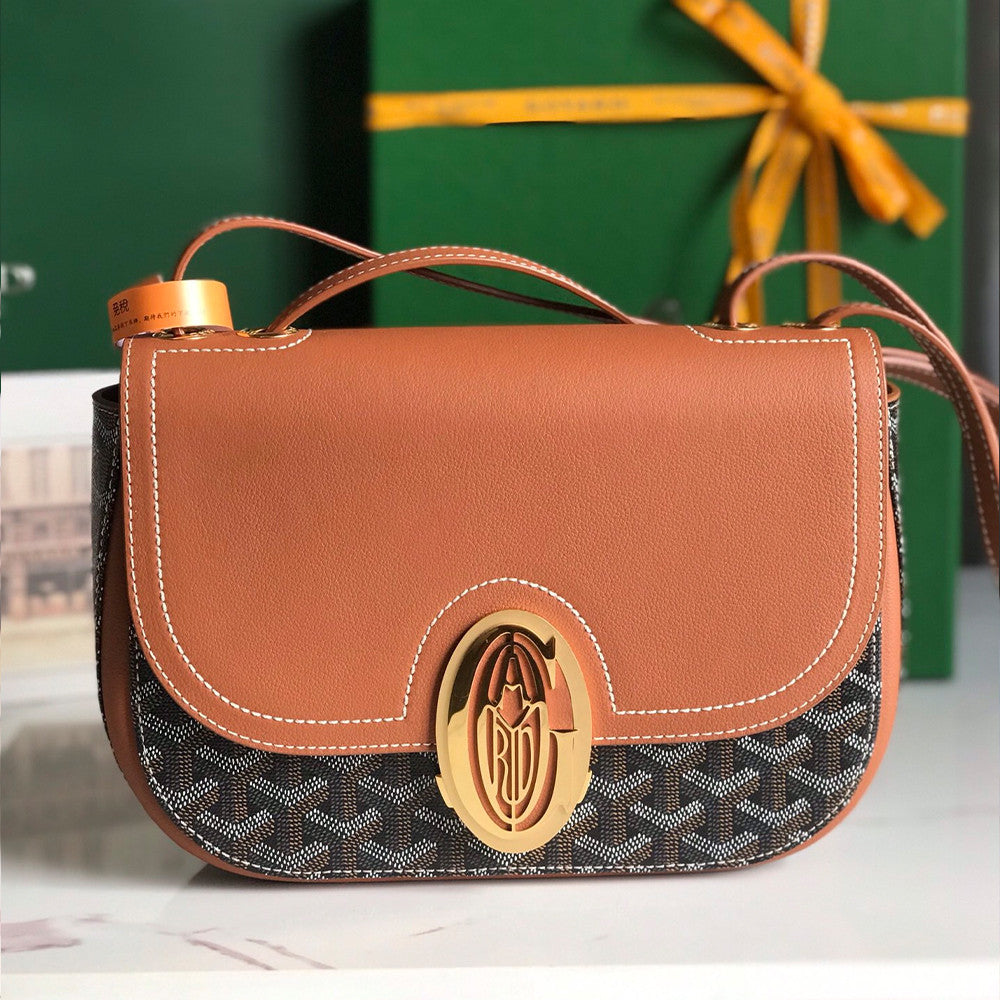 Goyard 233 Classic Edition Fashionable Modern Canvas And Calfskin Crossbody Bag With Metal Logo Buckle Bag Bags #196800
