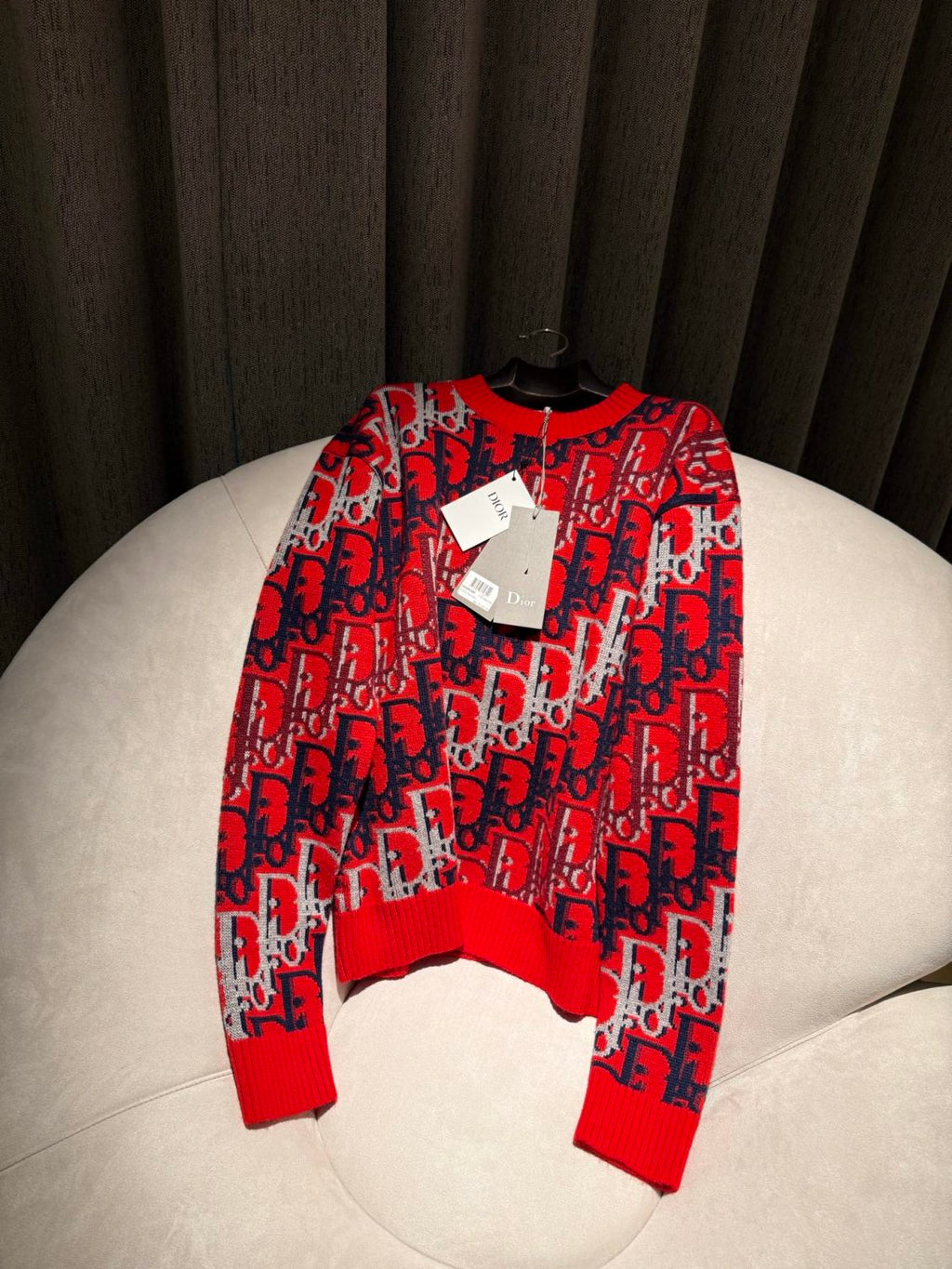 DIOR Dior Oblique Sweater Red Wool Jacquard #375646