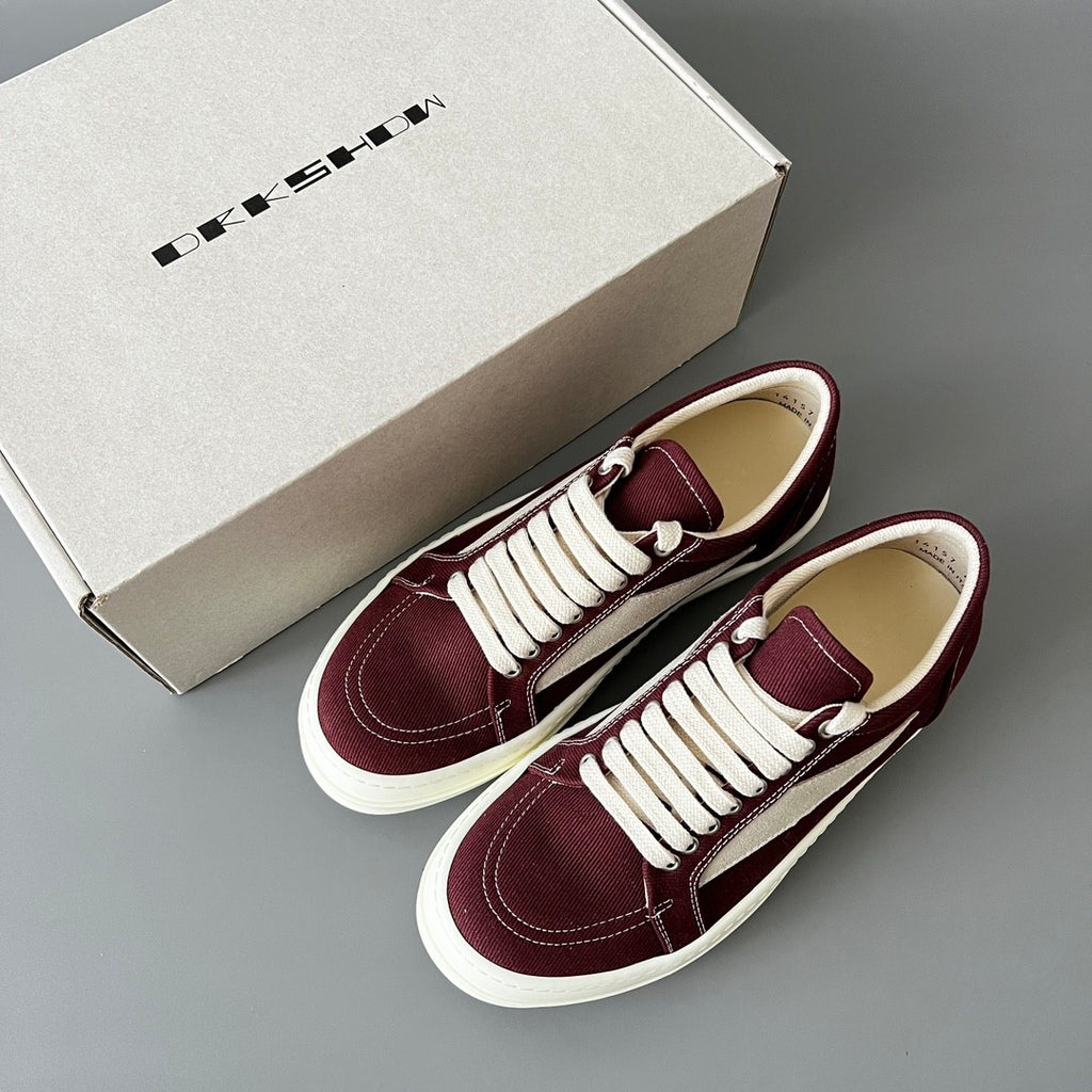 Rick Owens DRKSHDW Men's And Women's Spring/Summer Fashion Casual Round Toe Lace Up Low Top Twill Canvas Shoes #78281