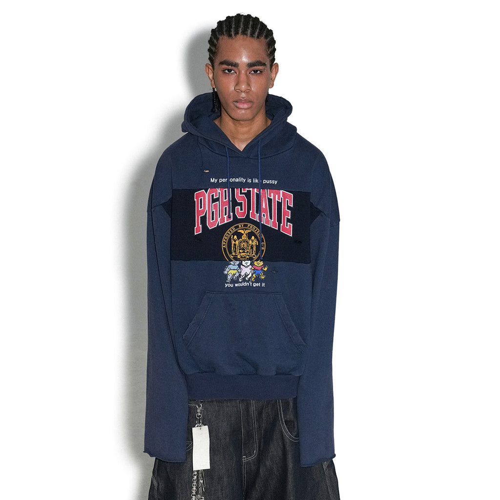 GRAILZ Men's Women's Spring And Autumn Cotton Do-Over Letter Printed Hole Breaking Loose Hooded Sweatshirt Ngvp #1912