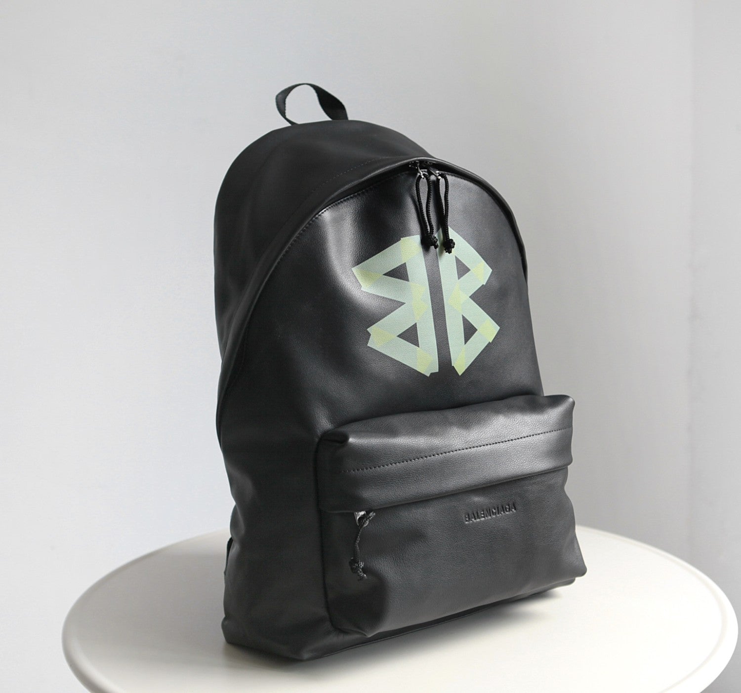 Balenciaga Explorer Men's Letter Print Black Grained Cowhide Leather Backpack Bag Bags #77713
