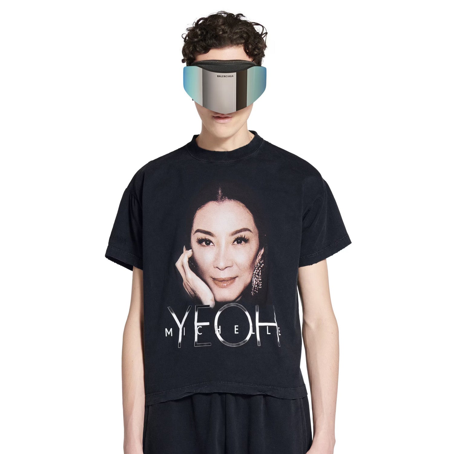 Balenciaga Men's and Women's Summer Portrait Printed Solid Colour Round Neck Cotton Short Sleeve T-Shirt #76597