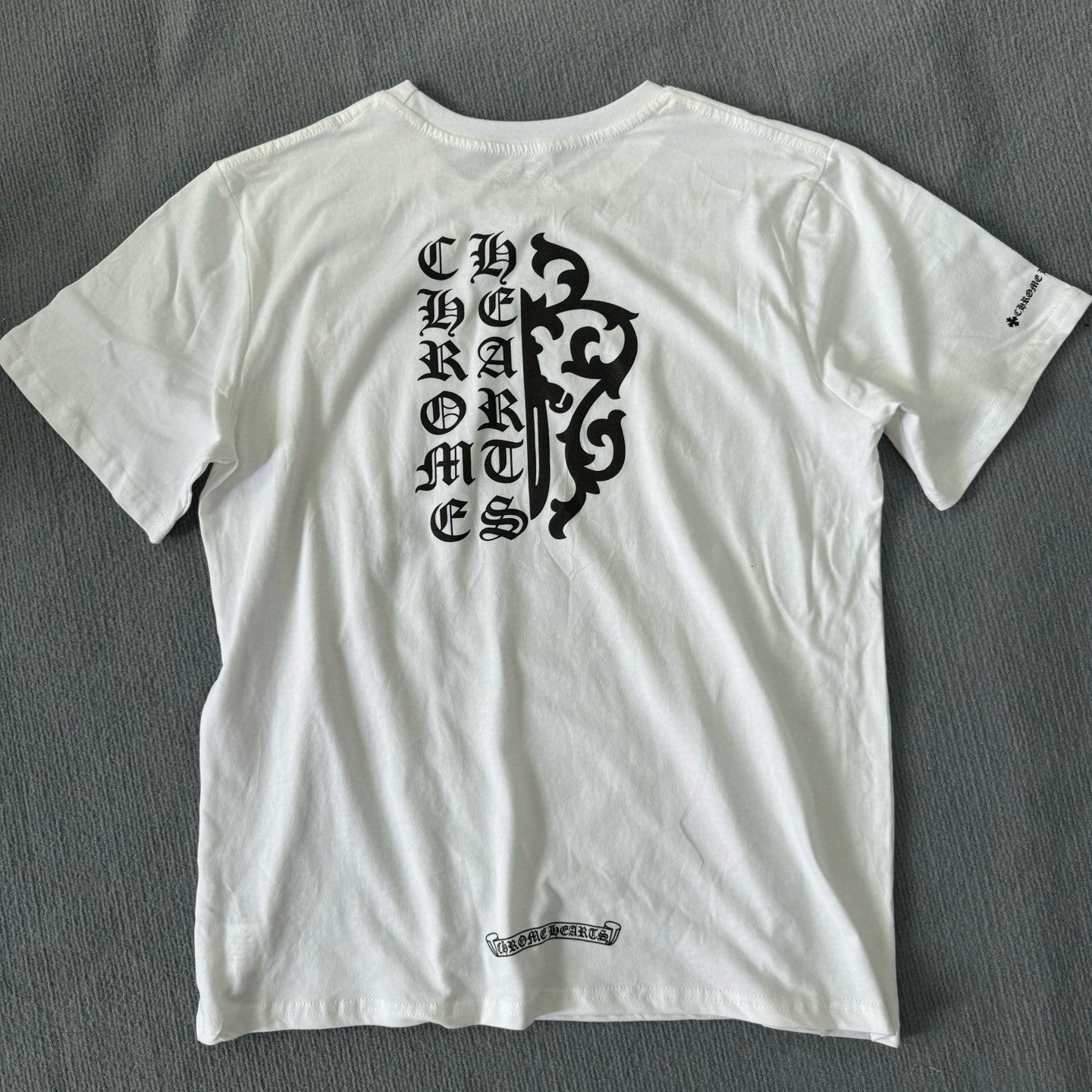 Chrome Hearts Men's Summer Solid Color Sanskrit Print Round Neck Cotton Short Sleeve T-Shirt #77172