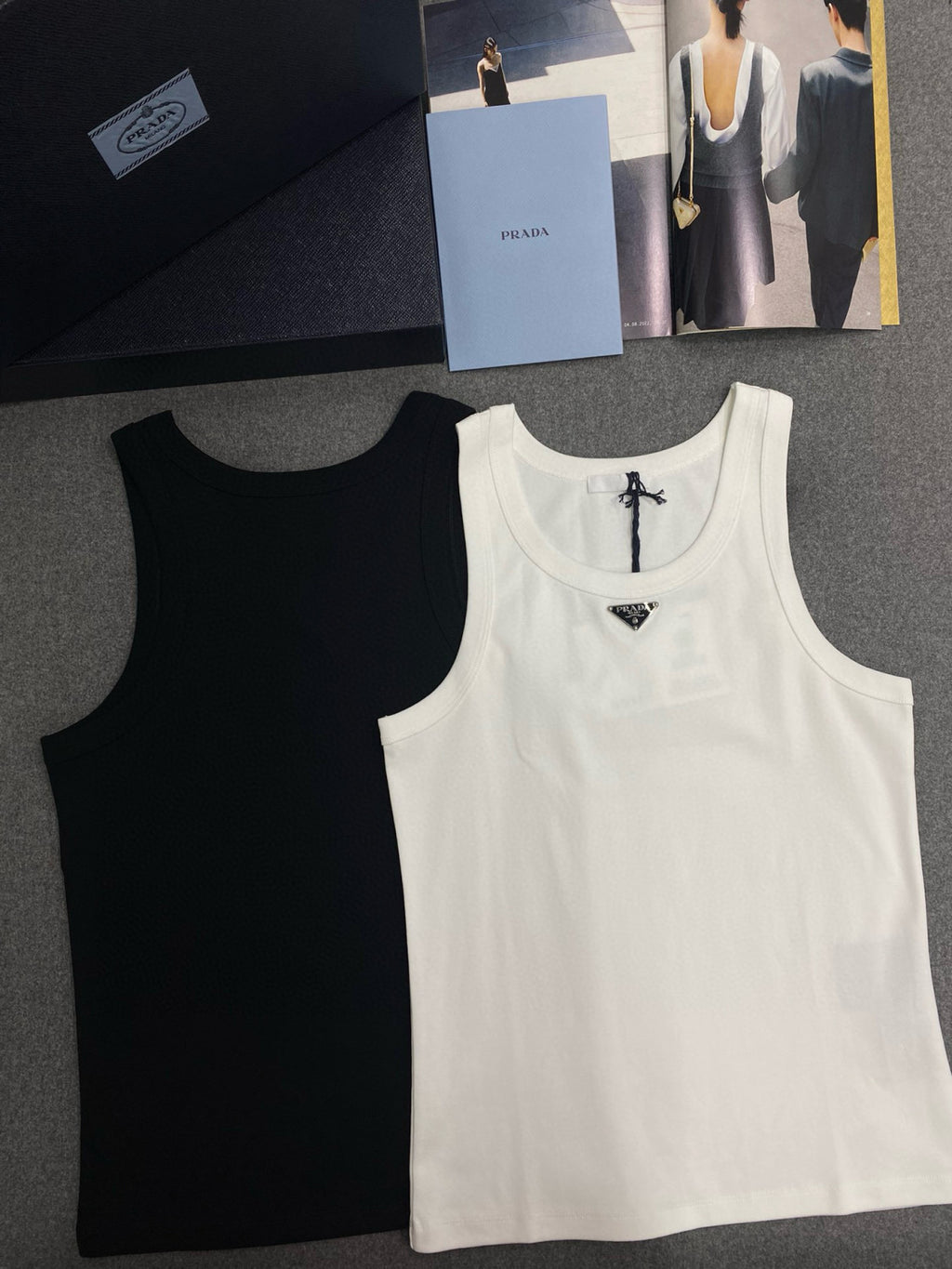Prada Men's Summer Solid Color Logo Crew Neck Cotton Vest Top #76535
