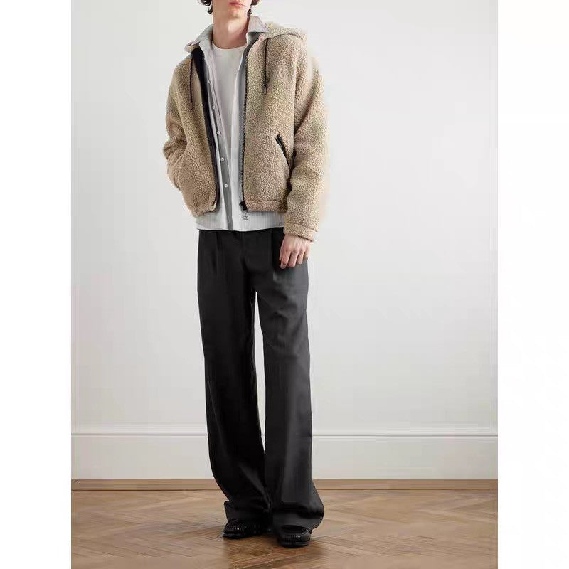 Celine Hooded Jacket in Wool and Cotton Fleece #333474
