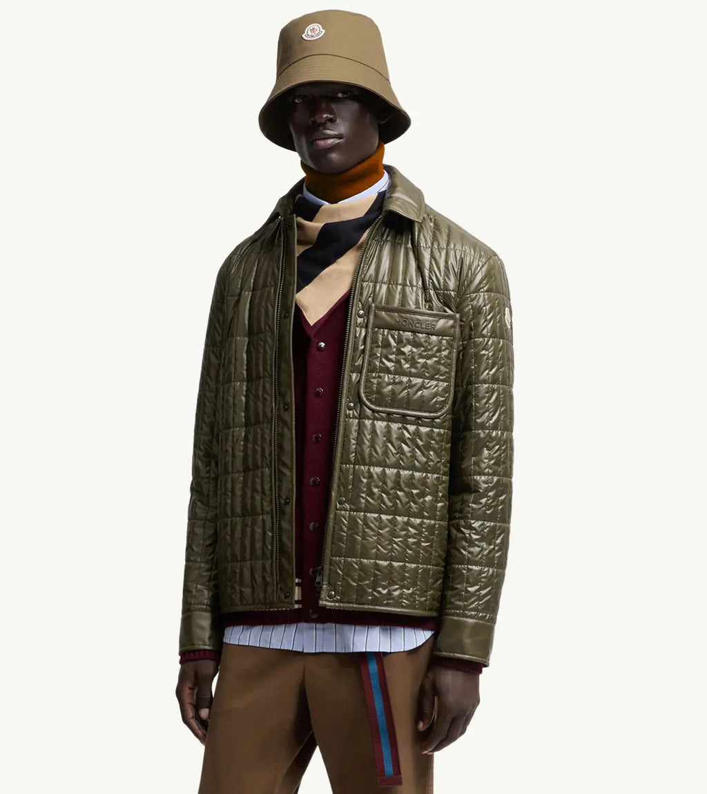 Moncler Men's Winter Fashion Casual Lapel Zipper Minimalist Vertical Quilted Lightweight Cotton Outerwear  Jacket #79317