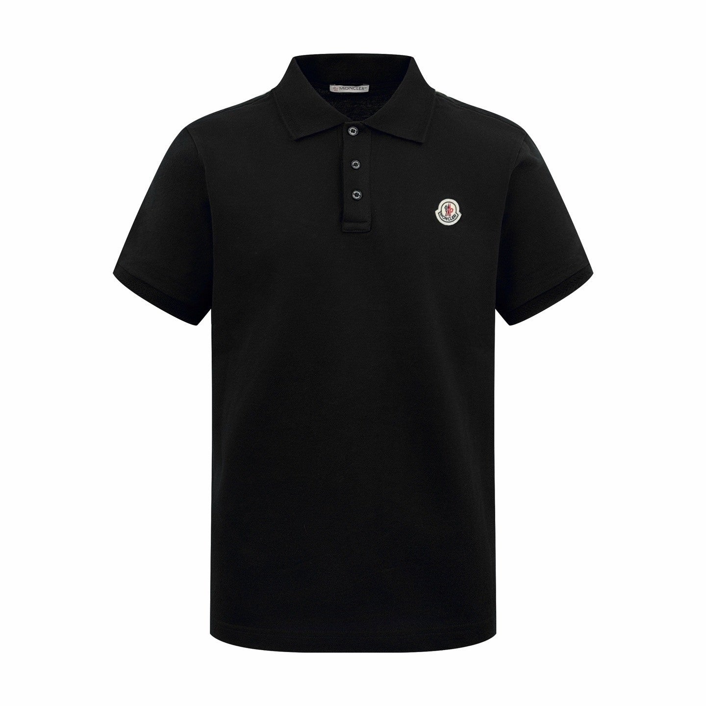 Moncler Black Logo Patch Cotton Piquet Polo Shirt Polos T-shirts #375497