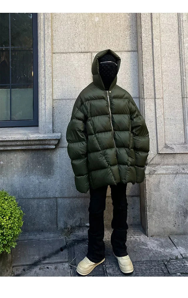 Rick Owens Women's Men's Fall And Winter Green Oversized Down Jacket Luxury Temperament Simple Trend Warm Down Jacket Ngvp #2498