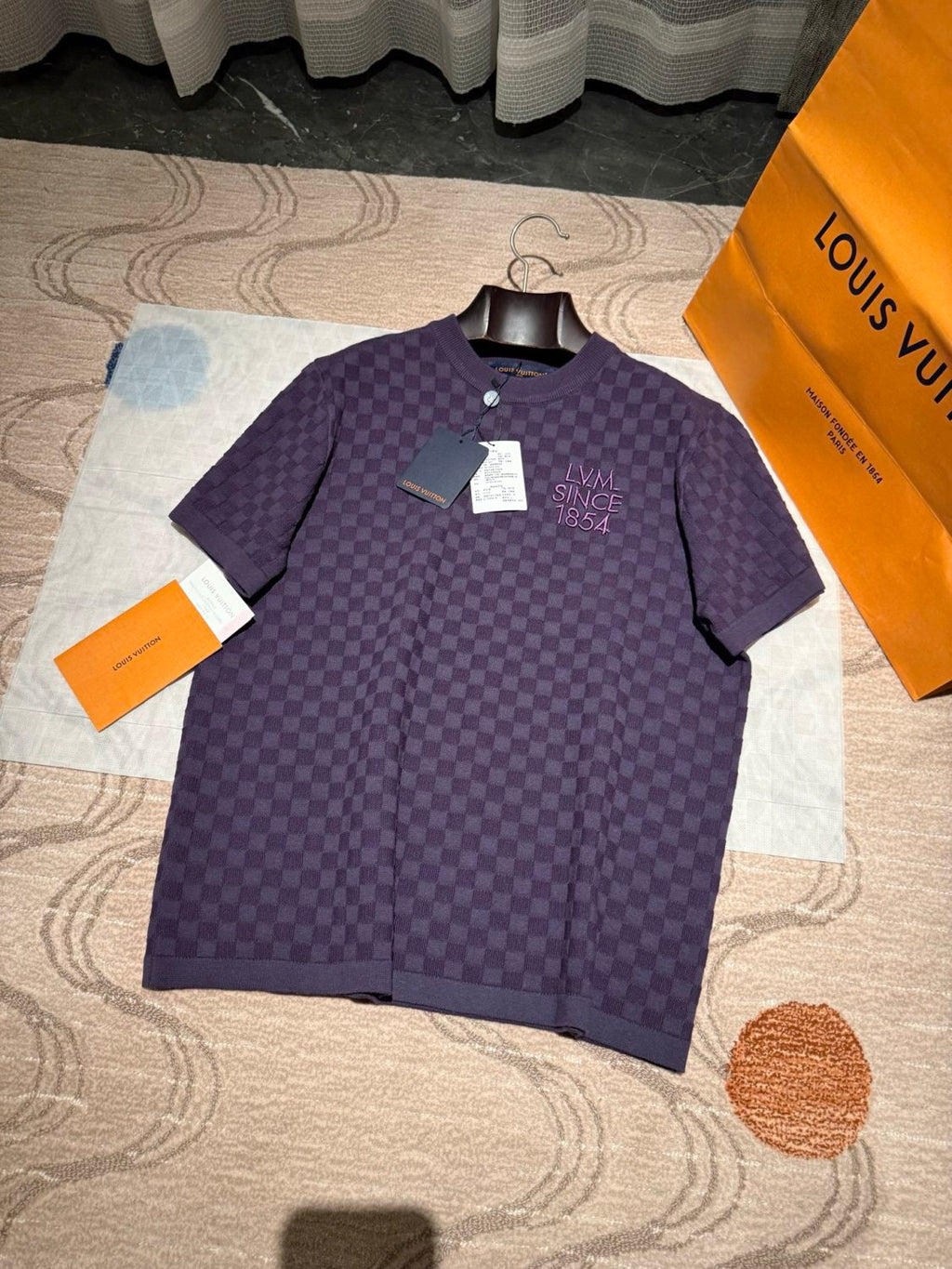 Louis Vuitton Damier Jacquard Short-Sleeved Crewneck #337091
