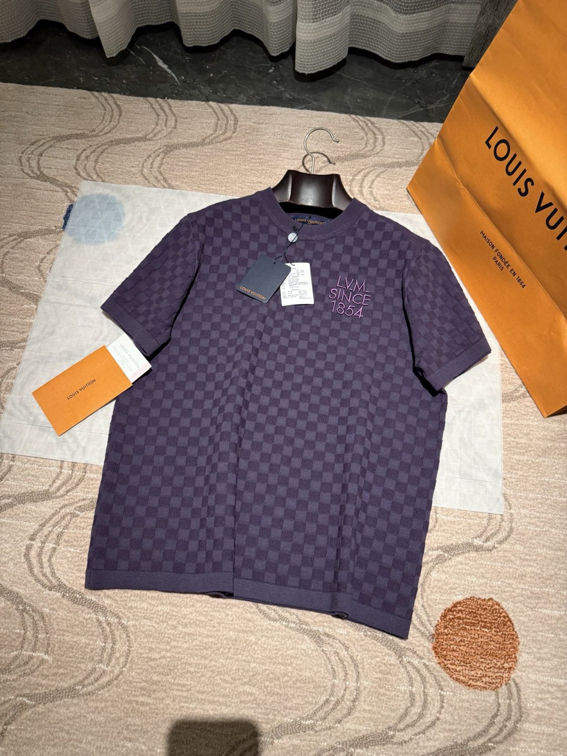 Louis Vuitton Damier Jacquard Short-Sleeved Crewneck #337091