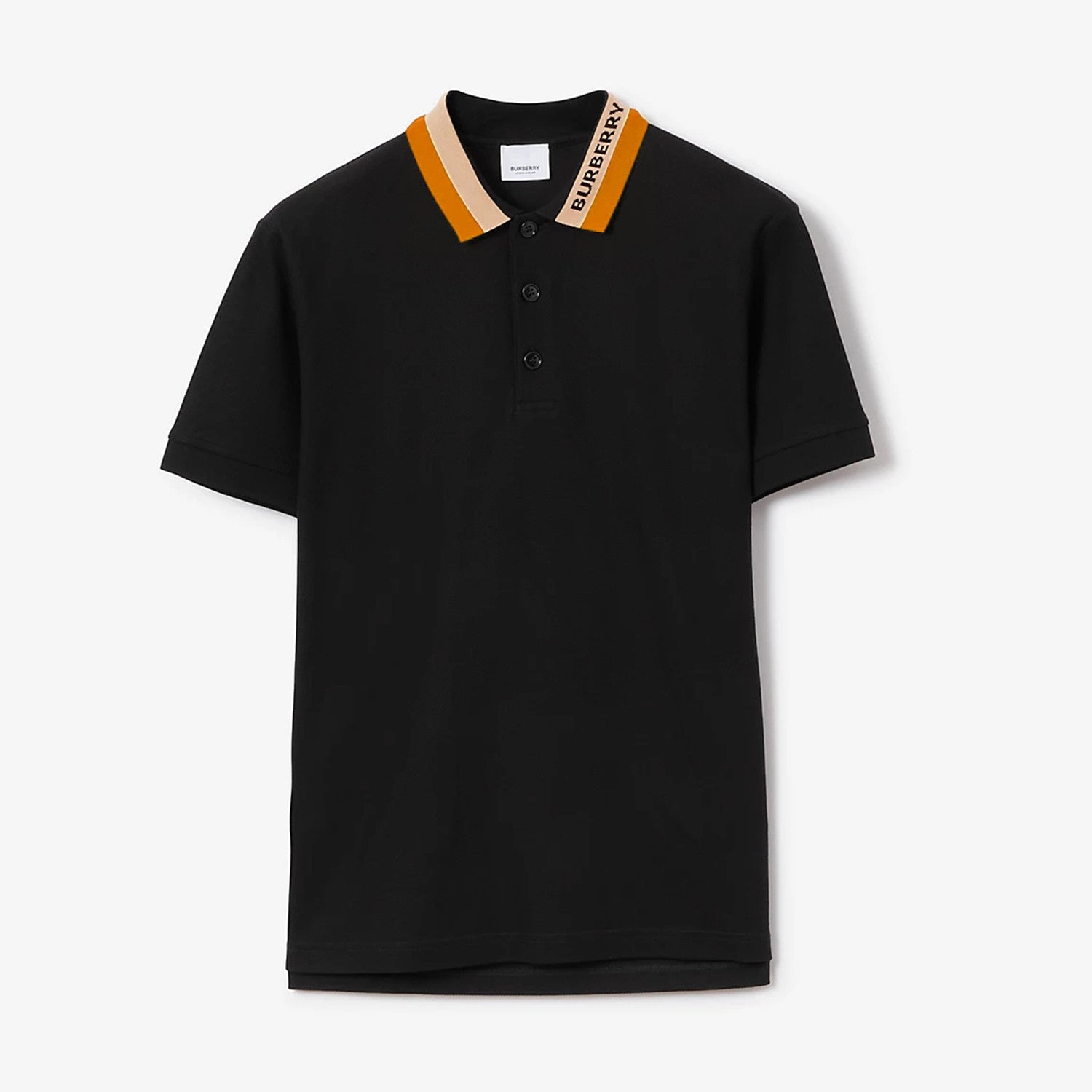 Burberry Men's Summer Solid Logo Colorblocking Lapel Cotton Straight Short Sleeve Polo Shirt #99963