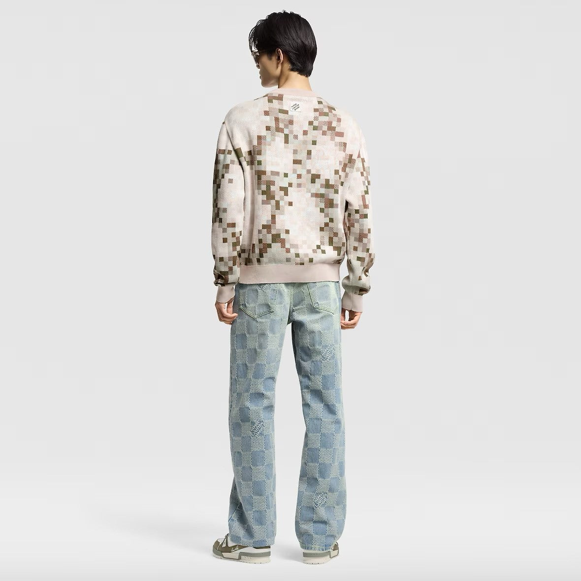 Louis Vuitton Men's Spring and Autumn Plaid Printed Round Neck Pullover Long Sleeve Knitted Sweatshirt #75129