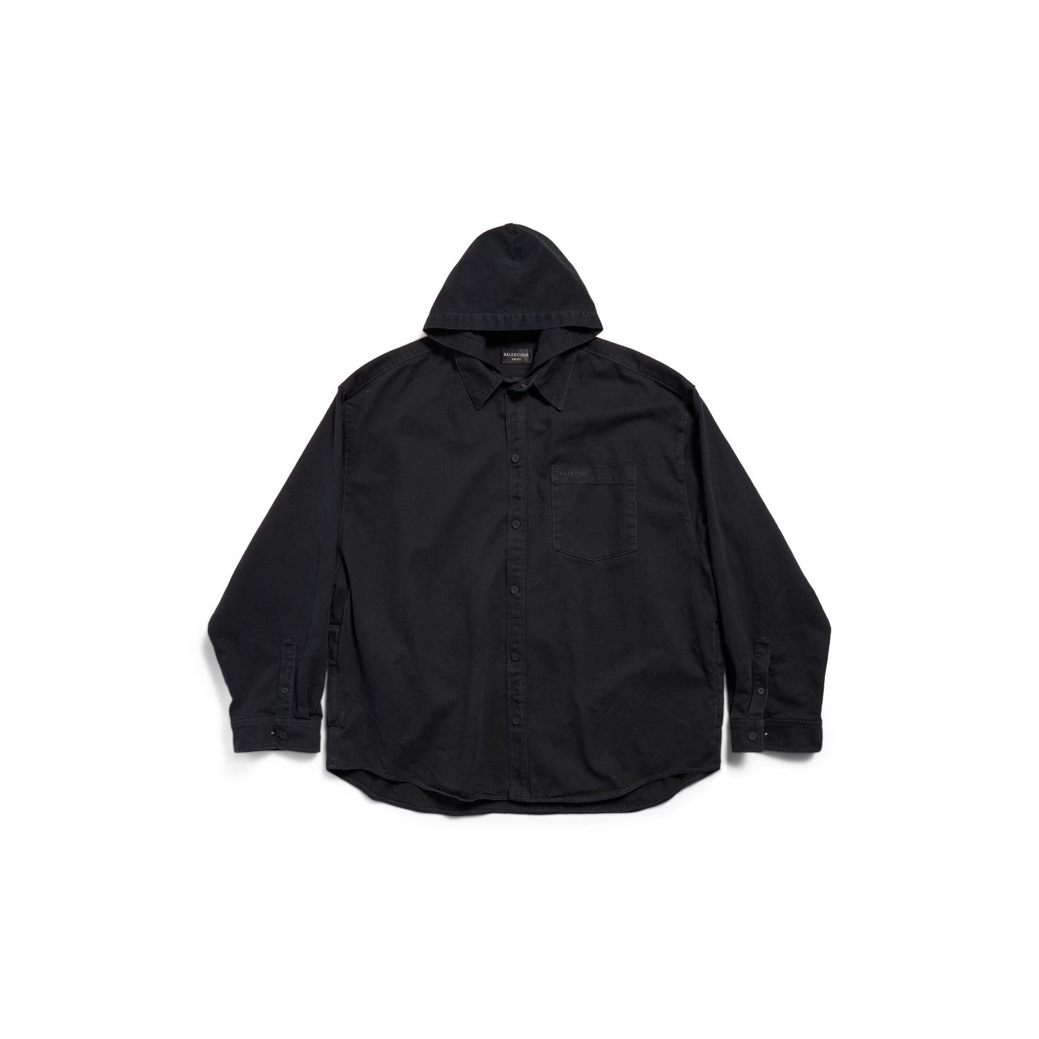 Balenciaga Men's Spring. Summer And Fall Hooded Shirt Papka Lapel Loose Solid Color Denim Jacket Ngvp #1671