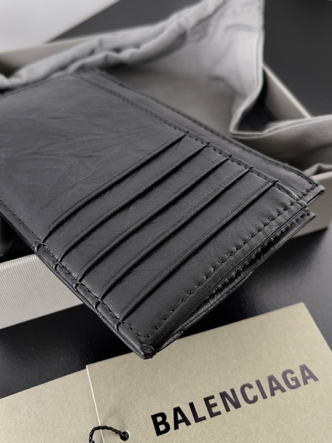 Balenciaga Women's Retro Old Card Bag Leather Coin Purse Wallet Solid Color Bags #71935
