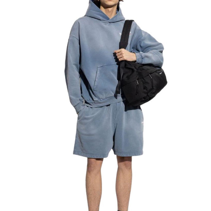 Balenciaga Men's Summer Logo Printed Elastic Waist Cotton Casual Loose Washed Gradient Political Campaign Shorts #71897