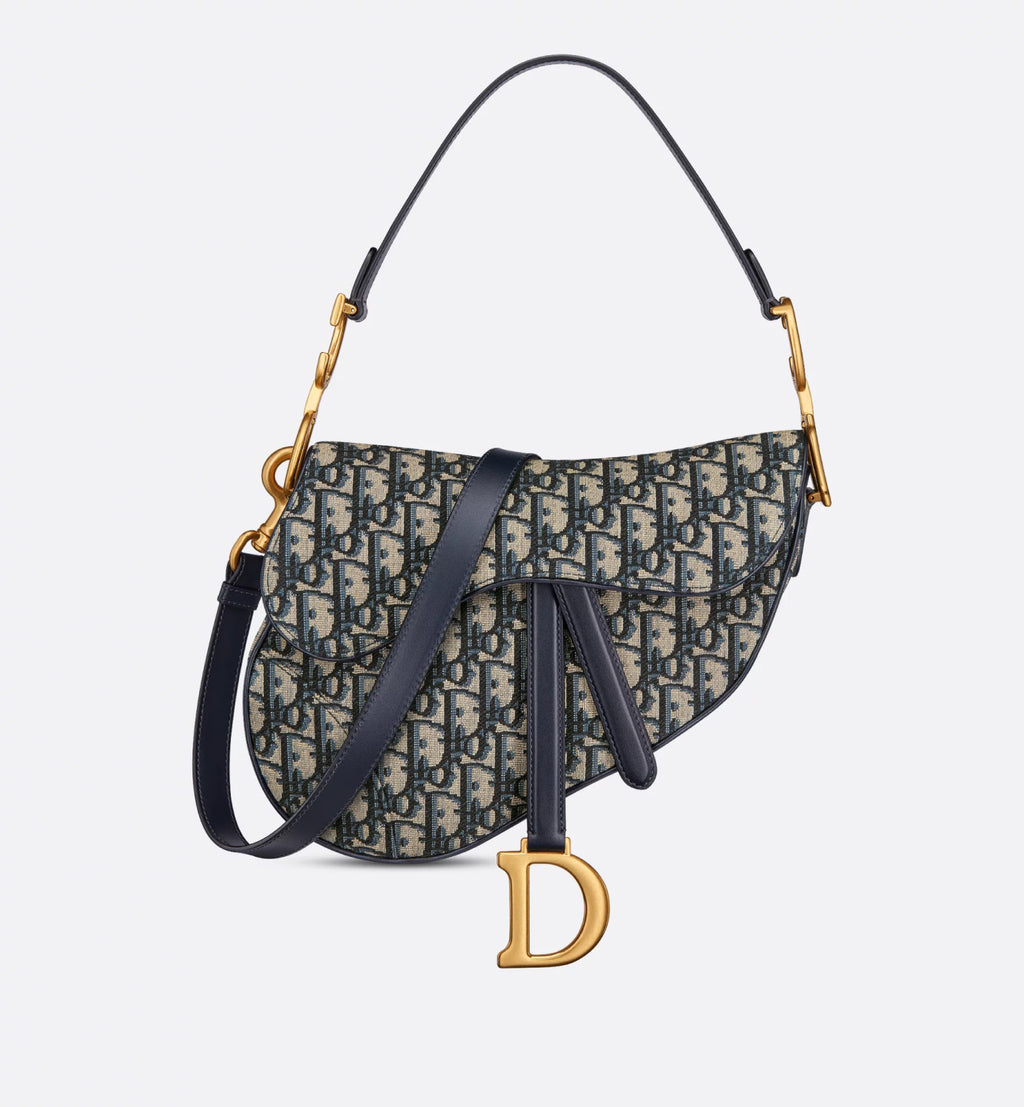 Dior Mini & Medium Saddle Bag With Shoulder Strap Blue Oblique Printed Fashion Exquisite Temperament Clutch Bag Crossbody Bag Bags M0455CBAA_M900 #81649
