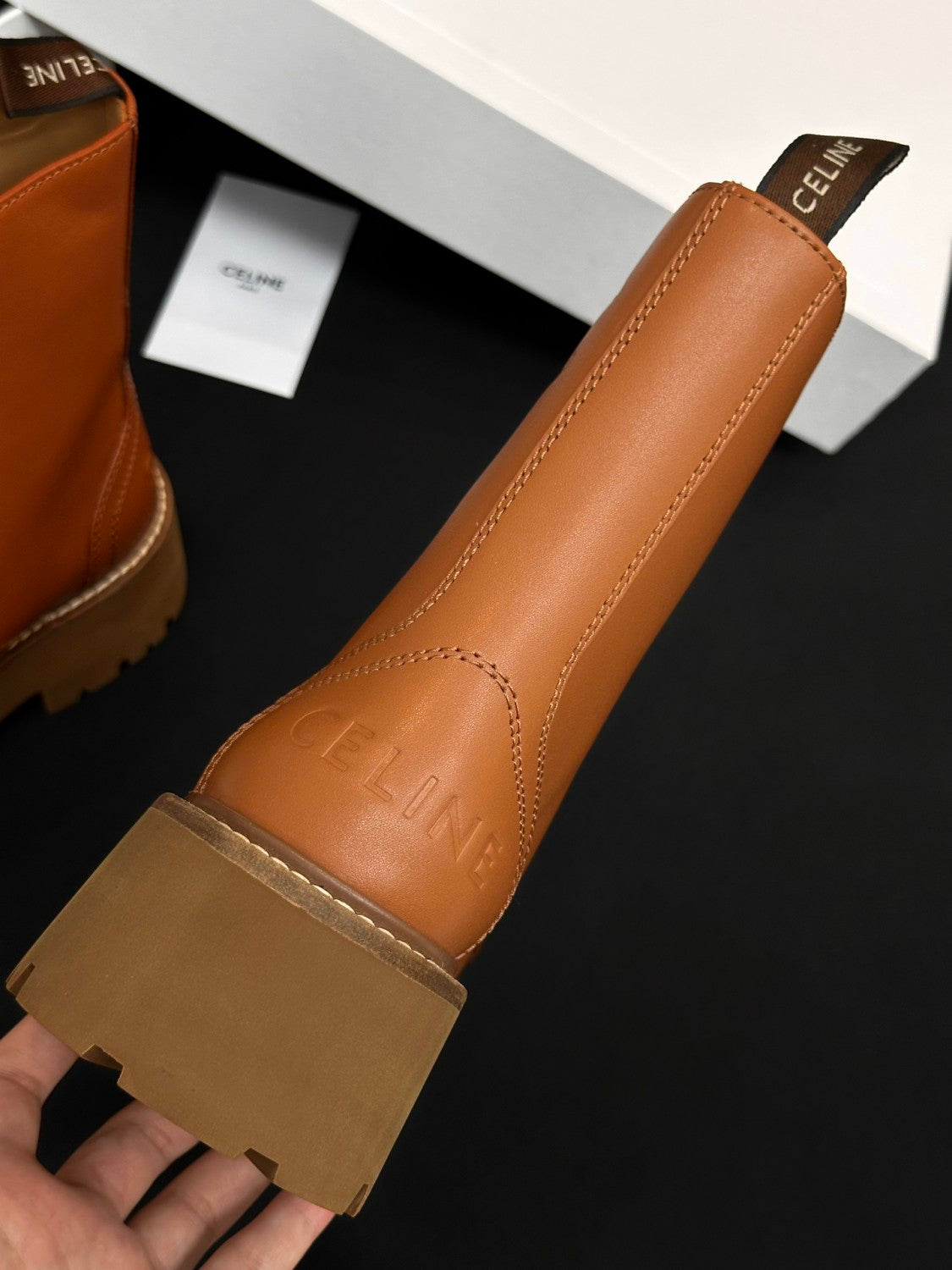 Celine Women's Spring/Fall Fashion Classic Nylon Glossy Leather Lace Up Thick Sole Martin Boots Short Boots Shoes #78277