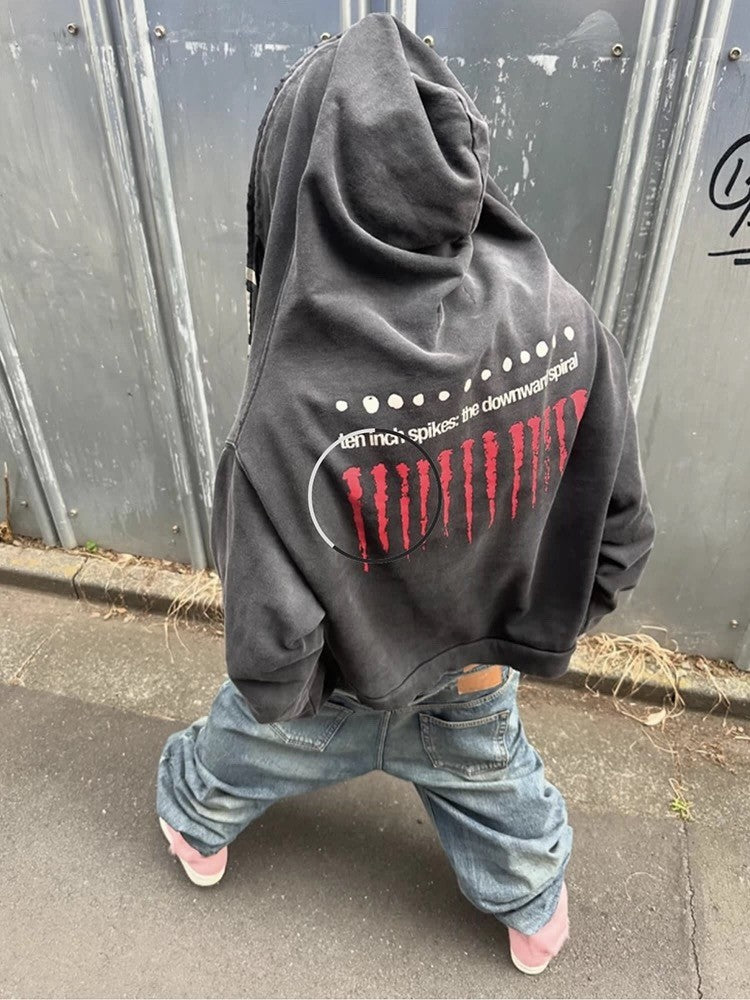 GRAILZ Men's Spring And Autumn 2-in-1 Gloves with Shoulder Zipper Letter Print Hoodie Sweatshirt Long Sleeve Jacket Ngvp #1858