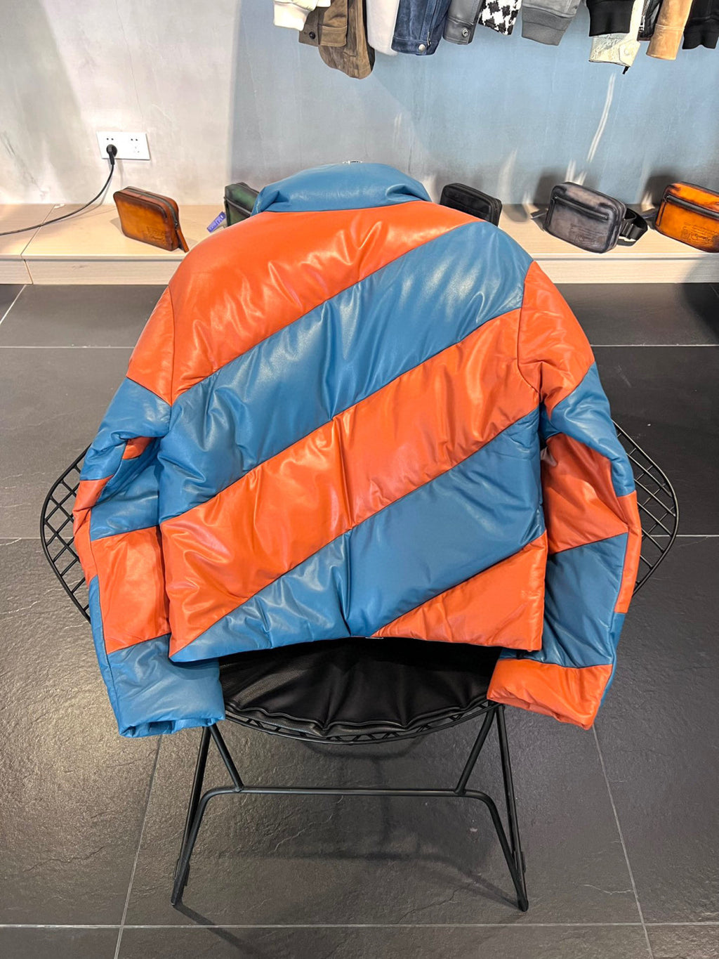 Bottega Veneta Colorblocked Leather Puffer Down Jacket Ngvp #6826