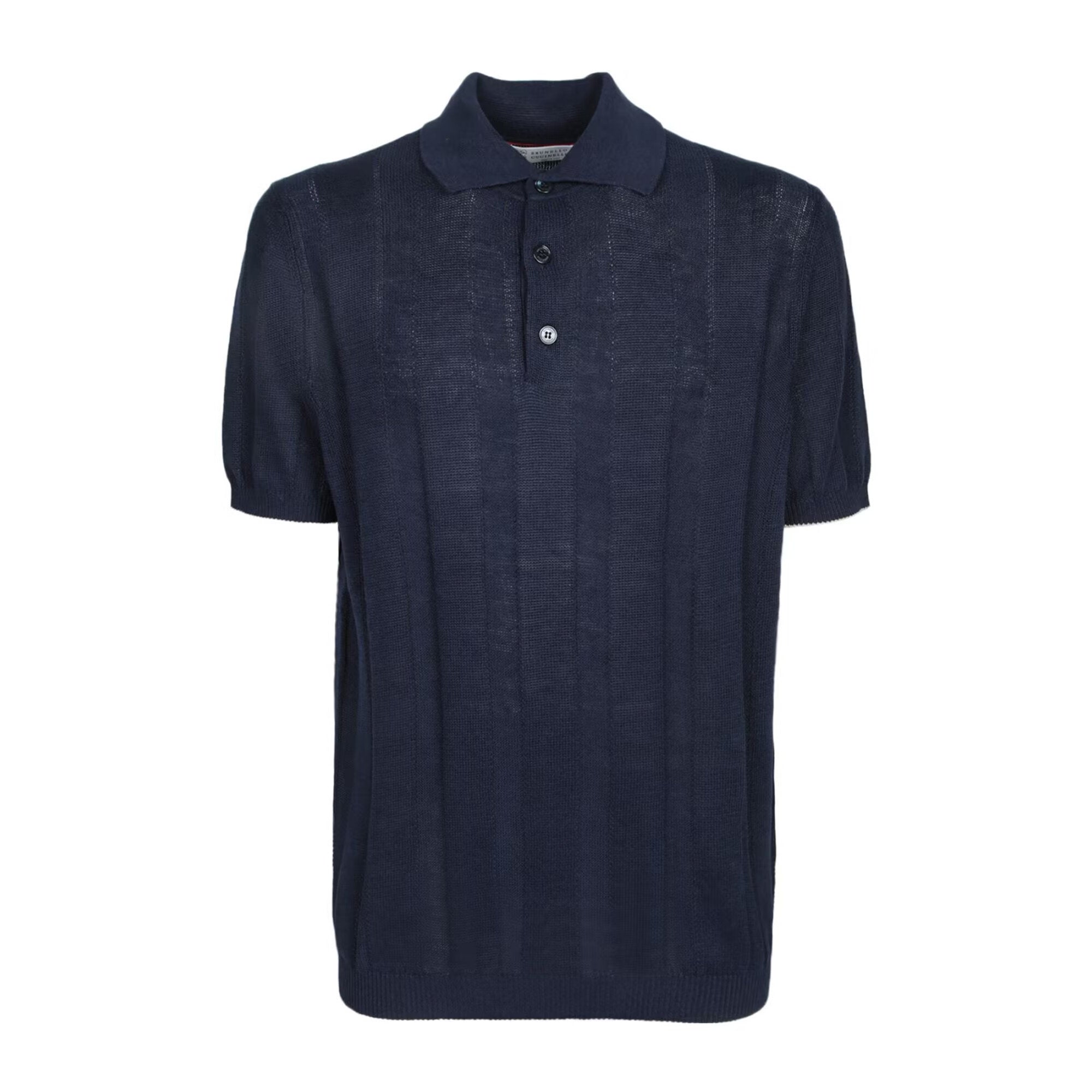 Brunello Cucinelli Men's Summer Solid Color Fitted Short Sleeve Linen And Cotton Wide Rib Knit Polo Shirt Ngvp #1559