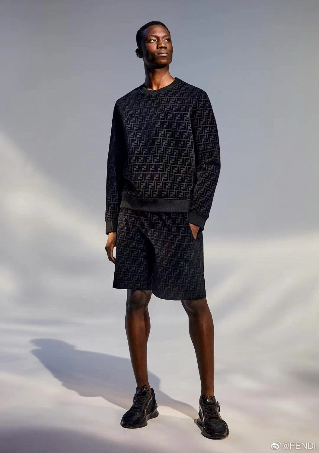 Fendi Men's Summer Black Letter Logo Print Drawstring Straight Casual Short Pants #98816