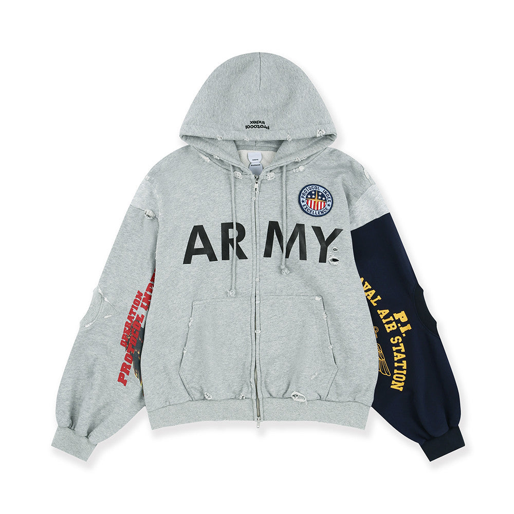 Protocol Index Reconstructed Sweatshirts Zip Hoodie Melange Grey #334249